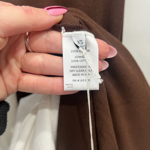 $750 NWT Rosettta Getty Brown White Two-Tone Colorblock Cotton Midi Dress sz XS - Picture 10 of 11